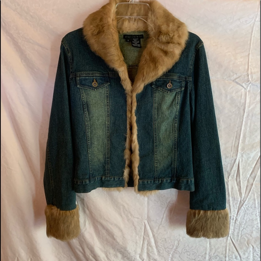 Denim and rabbit fur jacket